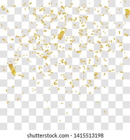 Abstract background with many falling tiny gold confetti pieces. vector background
