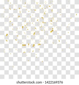 Abstract background with many falling tiny gold confetti pieces. vector background