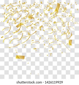 Abstract background with many falling tiny gold confetti pieces. vector background
