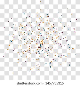 Abstract background with many falling tiny gold confetti pieces. vector background