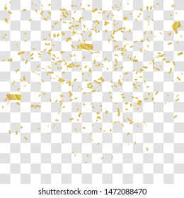 Abstract background with many falling tiny gold confetti pieces. vector background