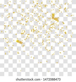 Abstract background with many falling tiny gold confetti pieces. vector background