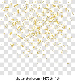 Abstract background with many falling tiny gold confetti pieces. vector background