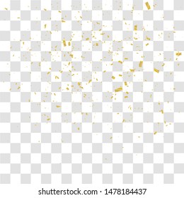 Abstract background with many falling tiny gold confetti pieces. vector background