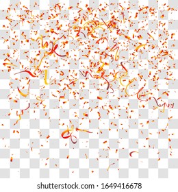 Abstract background with many falling tiny gold confetti pieces. vector background