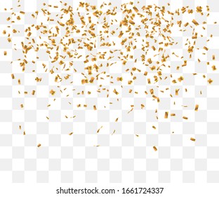 Abstract background with many falling tiny gold confetti pieces. vector background
