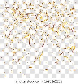 Abstract background with many falling tiny gold confetti pieces. vector background