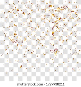 Abstract background with many falling tiny gold confetti pieces. vector background