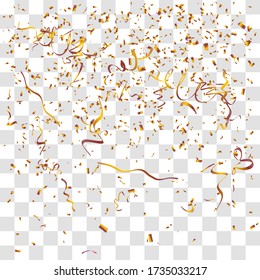 Abstract background with many falling tiny gold confetti pieces. vector background