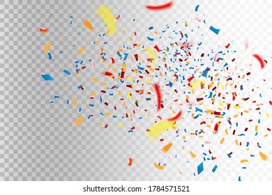 Antecedentes abstractos con muchas pequeñas y coloridas piezas de confeti en caída para fiesta y aniversario. Ilustración del vector