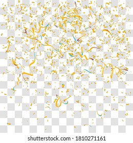 Abstract background with many falling tiny gold confetti pieces. vector background