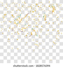 Abstract background with many falling tiny gold confetti pieces. vector background