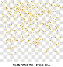 Abstract background with many falling tiny gold confetti pieces. vector background