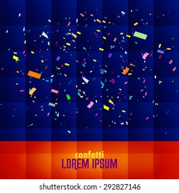 Abstract background with many falling tiny confetti pieces. vector background