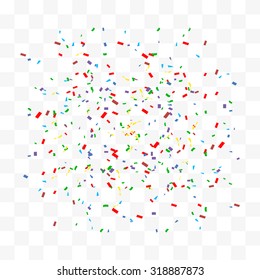 Abstract background with many falling tiny confetti pieces. vector background