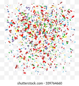 Abstract background with many falling tiny confetti pieces. vector background