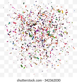 Abstract background with many falling tiny confetti pieces. vector background