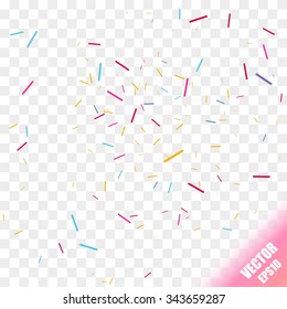 Abstract background with many falling tiny confetti pieces. vector background