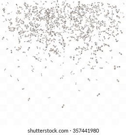 Abstract background with many falling tiny confetti pieces. vector background