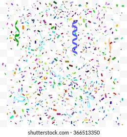 Abstract background with many falling tiny confetti pieces. vector background