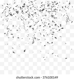 Abstract Background With Many Falling Tiny Silver Confetti Pieces. Vector Background