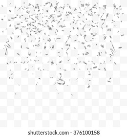 Abstract Background With Many Falling Tiny Silver Confetti Pieces. Vector Background