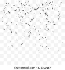 Abstract background with many falling tiny silver confetti pieces. vector background