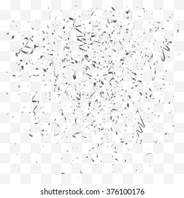 Abstract Background With Many Falling Tiny Silver Confetti Pieces. Vector Background