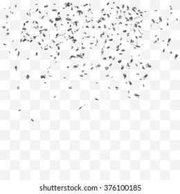 Abstract Background With Many Falling Tiny Silver Confetti Pieces. Vector Background