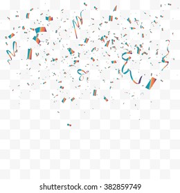 Abstract background with many falling tiny confetti pieces. vector background