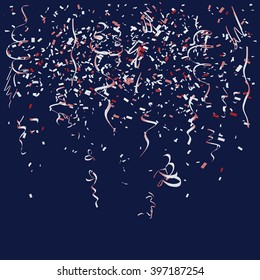 Abstract background with many falling tiny confetti pieces. vector background