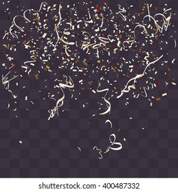 Abstract background with many falling tiny confetti pieces. vector background
