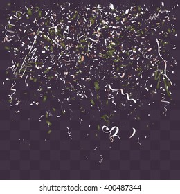 Abstract background with many falling tiny confetti pieces. vector background