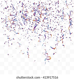 Abstract background with many falling tiny confetti pieces. vector background