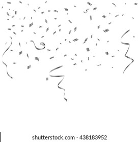 Abstract background with many falling tiny silver confetti pieces.