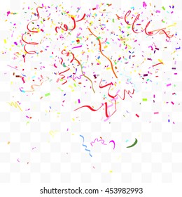 Abstract background with many falling tiny confetti pieces. vector background