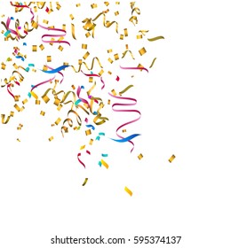 Abstract background with many falling tiny colorful confetti pieces.Concept texture for happy new year,Christmas,easter,holiday,festive and anniversary.Vector illustration eps10
