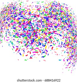 Abstract background with many falling tiny confetti pieces. Vector festive background