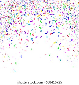 Abstract background with many falling tiny confetti pieces. Vector festive background
