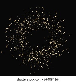 Abstract background with many falling tiny golden confetti pieces. Vector festive background for Christmas and New Year's card