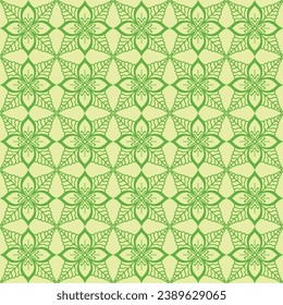 Abstract background of many floral figures of pistachio color. Tongan design.