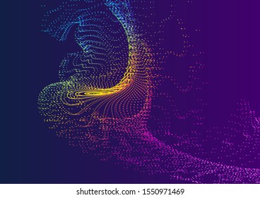 Abstract background with many particles. Optical illusion of movement. Technological design.
