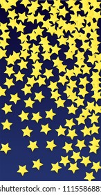 Abstract Background with Many Random Falling Golden Stars Confetti. Invitation Background. Banner, Greeting Card, Christmas and New Year card, Postcard, Packaging, Textile Print. Beautiful Night Sky
