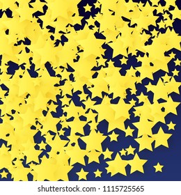 Abstract Background with Many Random Falling Yellow Stars Confetti. Invitation Background. 
 Abstract Decoration for Party, Birthday Celebrate, Anniversary or Event, Festive. Vector illustration 