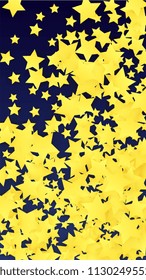 Abstract Background with Many Random Falling Golden Stars Confetti. Invitation Background. Banner, Greeting Card, Christmas and New Year card, Postcard, Packaging, Textile Print. Beautiful Night Sky
