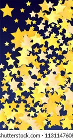 Abstract Background with Many Random Falling Golden Stars Confetti. Invitation Background. Banner, Greeting Card, Christmas and New Year card, Postcard, Packaging, Textile Print. Beautiful Night Sky

