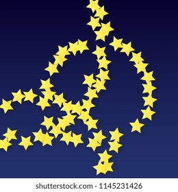 Abstract Background with Many Random Falling Yellow Stars Confetti. Invitation Background. 
 Abstract Decoration for Party, Birthday Celebrate, Anniversary or Event, Festive. Vector illustration 