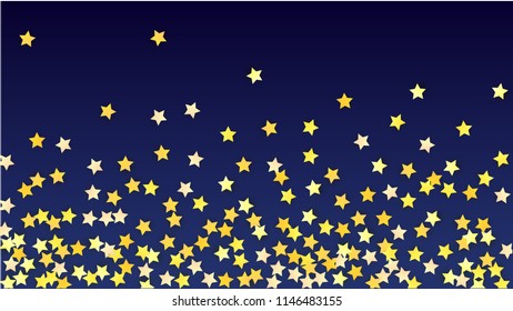 Abstract Background with Many Random Falling Yellow Stars Confetti. Invitation Background. 
 Abstract Decoration for Party, Birthday Celebrate, Anniversary or Event, Festive. Vector illustration 