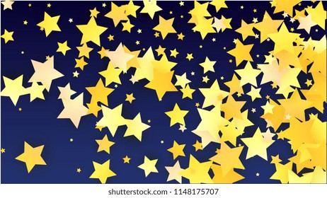 Abstract Background with Many Random Falling Yellow Stars Confetti. Invitation Background.  Abstract Decoration for Party, Birthday Celebrate, Anniversary or Event, Festive. Vector illustration 