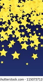 Abstract Background with Many Random Falling Golden Stars Confetti. Invitation Background. Banner, Greeting Card, Christmas and New Year card, Postcard, Packaging, Textile Print. Beautiful Night Sky

